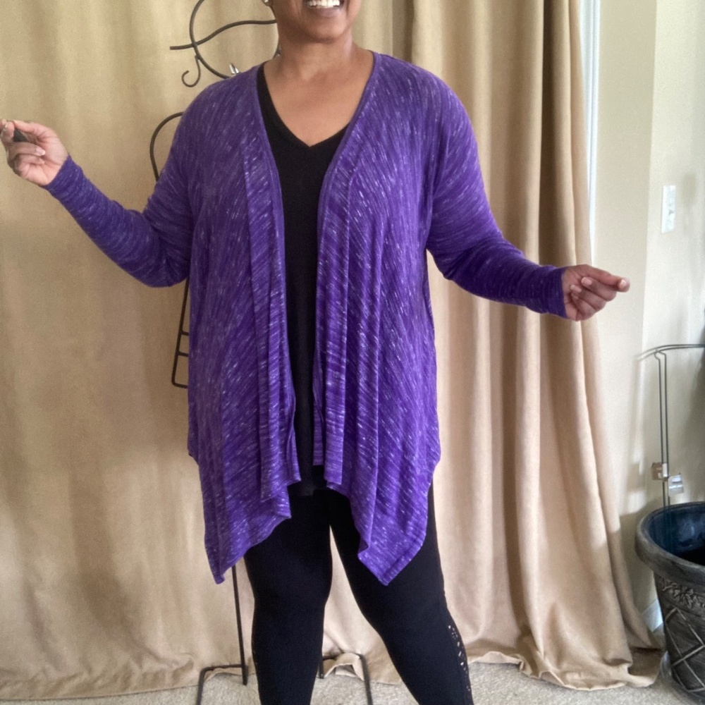 Lane Bryant Hi-Lo Cardigan Sweater, Purple, Size 14/16